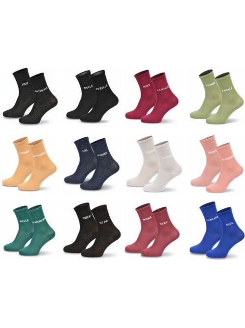 Ozabi chaussettes à paillettes calendrier de l'avent- coffret cadeau 12 paires - Kiabi