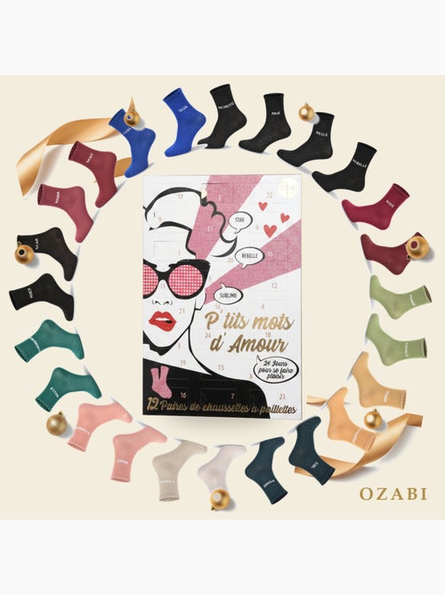 Ozabi chaussettes à paillettes calendrier de l'avent- coffret cadeau 12 paires - Kiabi