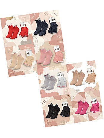 Ozabi chaussettes femme a paillettes soquettes pack de 8 paires