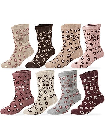 Ozabi chaussettes fille a paillettes message humoristique pack de 8 paires