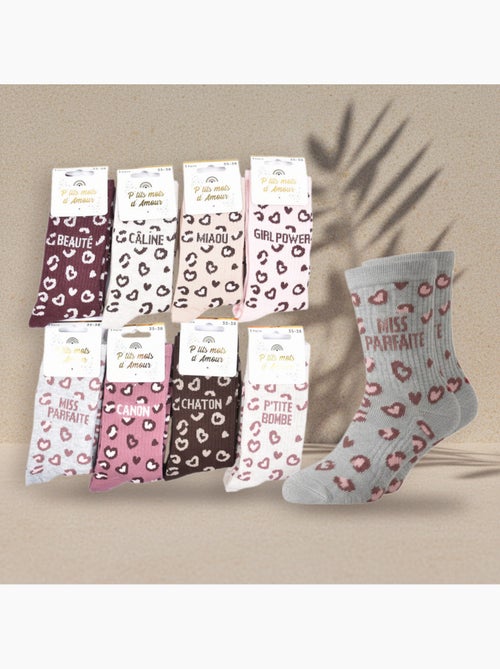 Ozabi chaussettes fille a paillettes message humoristique pack de 8 paires - Kiabi