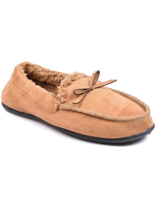 Ozabi chaussons femme fermés, suédine unie, nœud, intérieur fourré - Kiabi