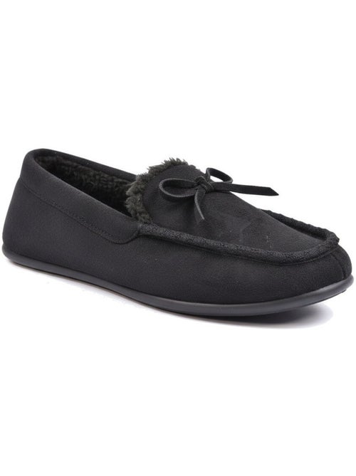 Ozabi chaussons femme fermés, suédine unie, nœud, intérieur fourré - Kiabi Ozabi chaussons femme fermés, suédine unie, nœud, intérieur fourré - Kiabi