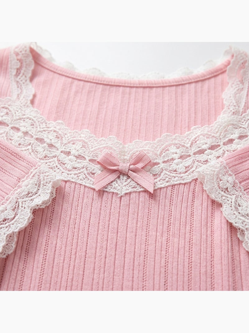 OZABI Chemise de Nuit Femme Dentelle Ultra Léger Rose - Kiabi