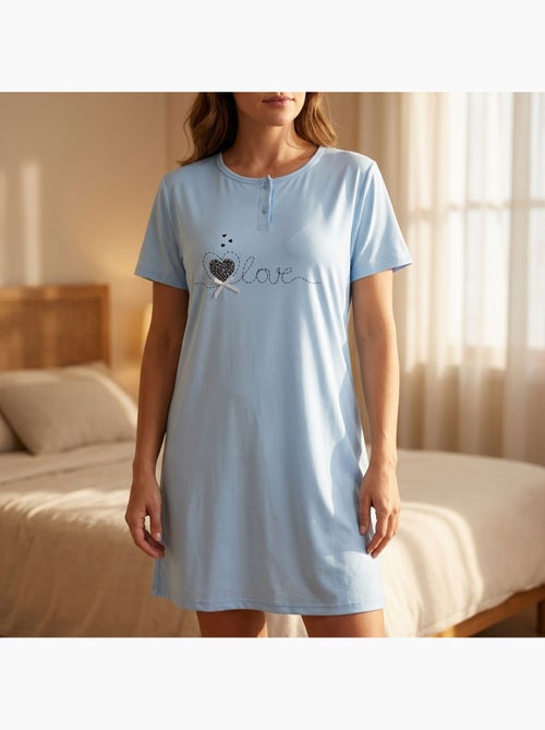 OZABI Chemise de Nuit Femme Microfibre Manches Courtes - Kiabi OZABI Chemise de Nuit Femme Microfibre Manches Courtes - Kiabi