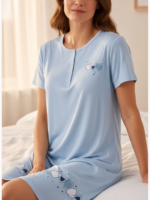 Ozabi chemise de nuit femme microfibre manches courtes - Kiabi Ozabi chemise de nuit femme microfibre manches courtes - Kiabi