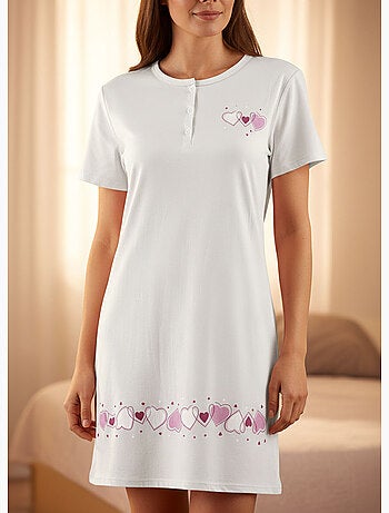 Ozabi chemise de nuit femme microfibre manches courtes