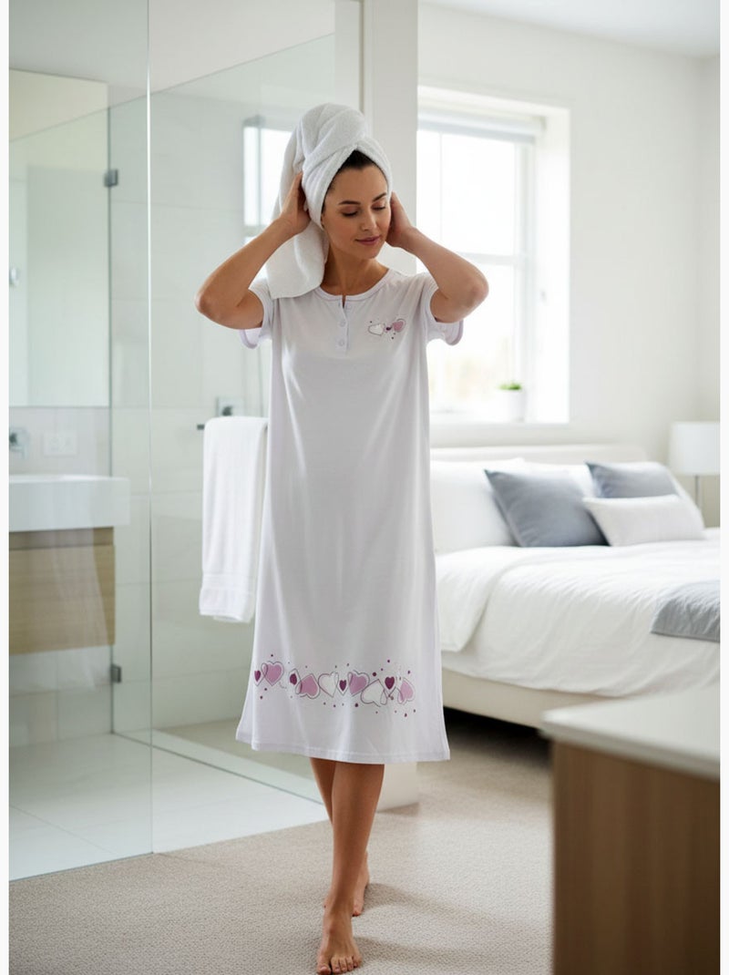 Ozabi chemise de nuit femme microfibre manches courtes Gris - Kiabi