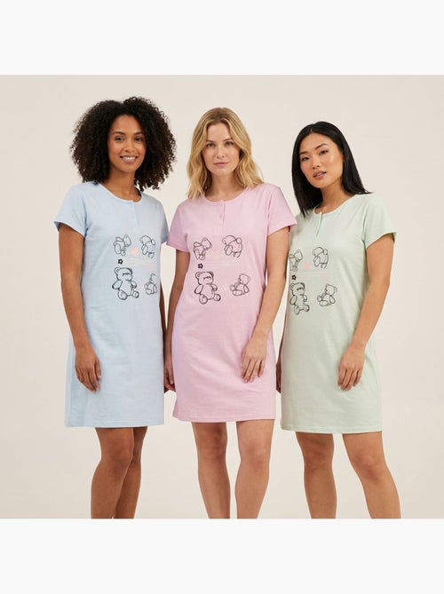OZABI Chemise de Nuit Femme Microfibre Manches Courtes - Kiabi OZABI Chemise de Nuit Femme Microfibre Manches Courtes - Kiabi