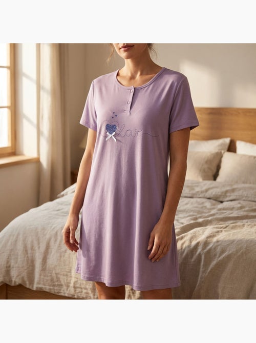 OZABI Chemise de Nuit Femme Microfibre Manches Courtes - Kiabi OZABI Chemise de Nuit Femme Microfibre Manches Courtes - Kiabi