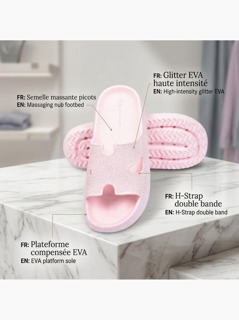 OZABI Claquette Glitter H-Strap EVA 6 Coloris Rose - Kiabi