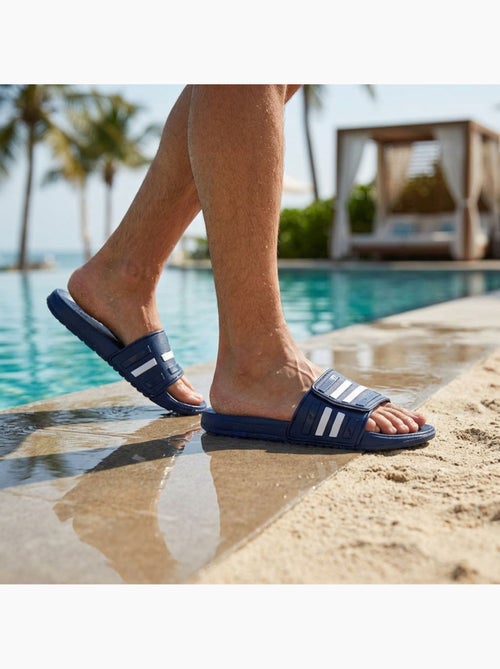Ozabi claquettes homme piscine ajustables lot 2 noir bleu - Kiabi