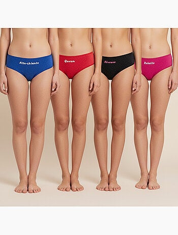 Ozabi culottes fille message humoristique pois pailletés - pack de 4 (lot)