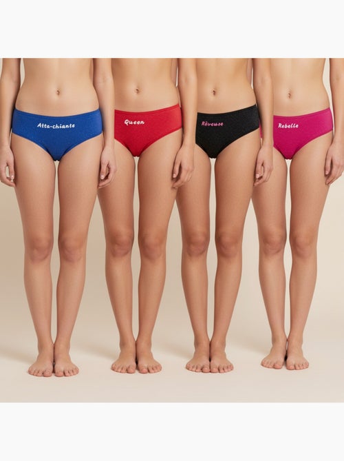 Ozabi culottes fille message humoristique pois pailletés - pack de 4 (lot) - Kiabi