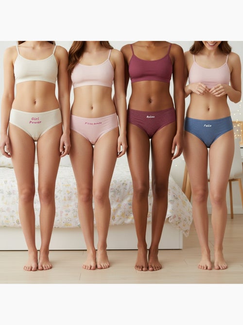 Ozabi culottes fille message humoristique pois pailletés - pack de 4 (lot) - Kiabi