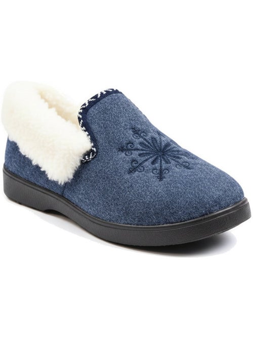 Ozabi dames charentaise winter, sneeuwvlok broderie, bontenkraag, verwijderbare zool - Kiabi Ozabi dames charentaise winter, sneeuwvlok broderie, bontenkraag, verwijderbare zool - Kiabi