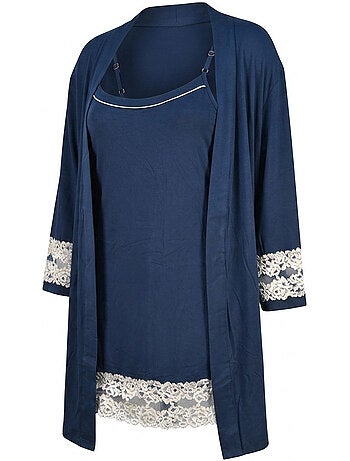 OZABI Dames Kimono Viscose Kant Loungewear 2-delig