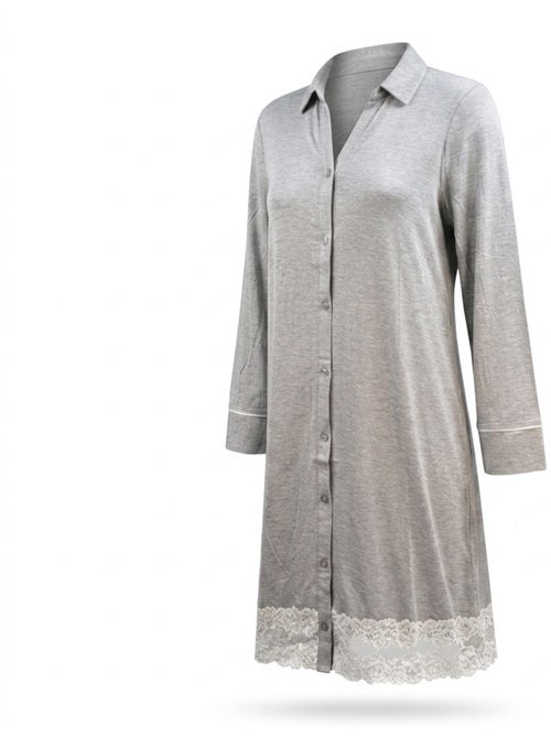 OZABI Dames Nachthemd Gesloten Kant Viscose - Kiabi