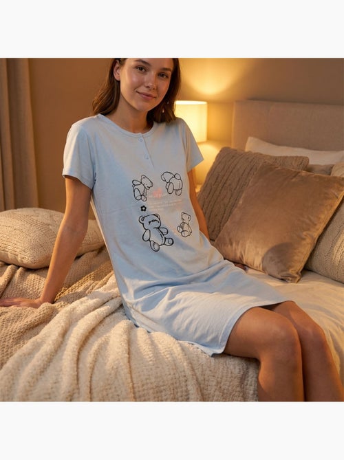 OZABI Dames Nachthemd Microvezel Korte Mouwen - Kiabi