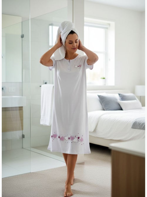Ozabi dames nachthemd microvezel korte mouwen - Kiabi