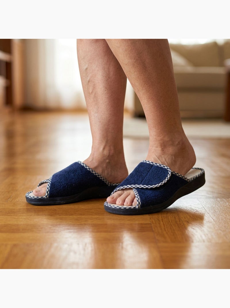 Ozabi dames pantoffel mule spons klittenband verstelbaar spaanse maak Marineblauw - Kiabi