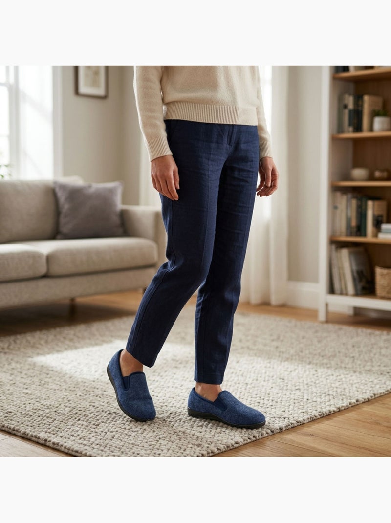 OZABI Dames Pantoffels Charentaises Warm Gevoerd Antislip Zool Blauw - Kiabi