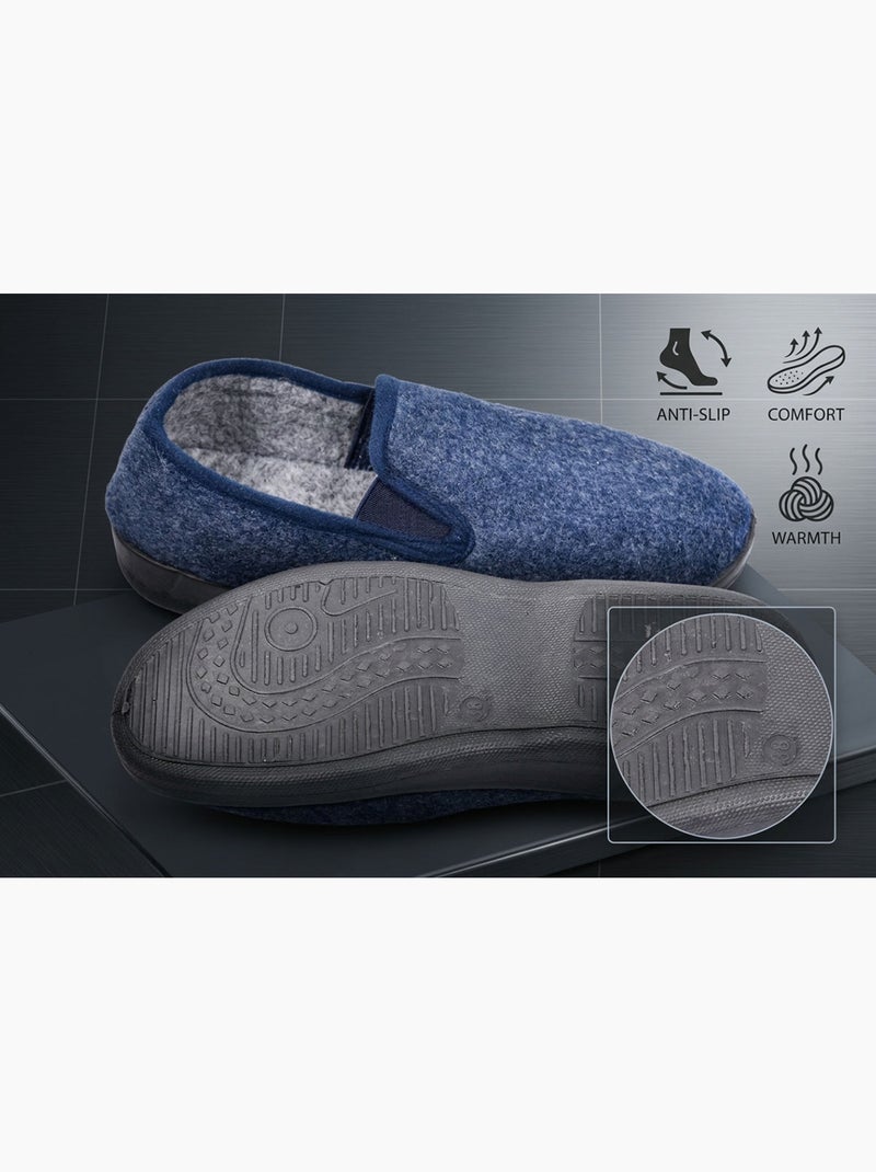 OZABI Dames Pantoffels Charentaises Warm Gevoerd Antislip Zool Blauw - Kiabi