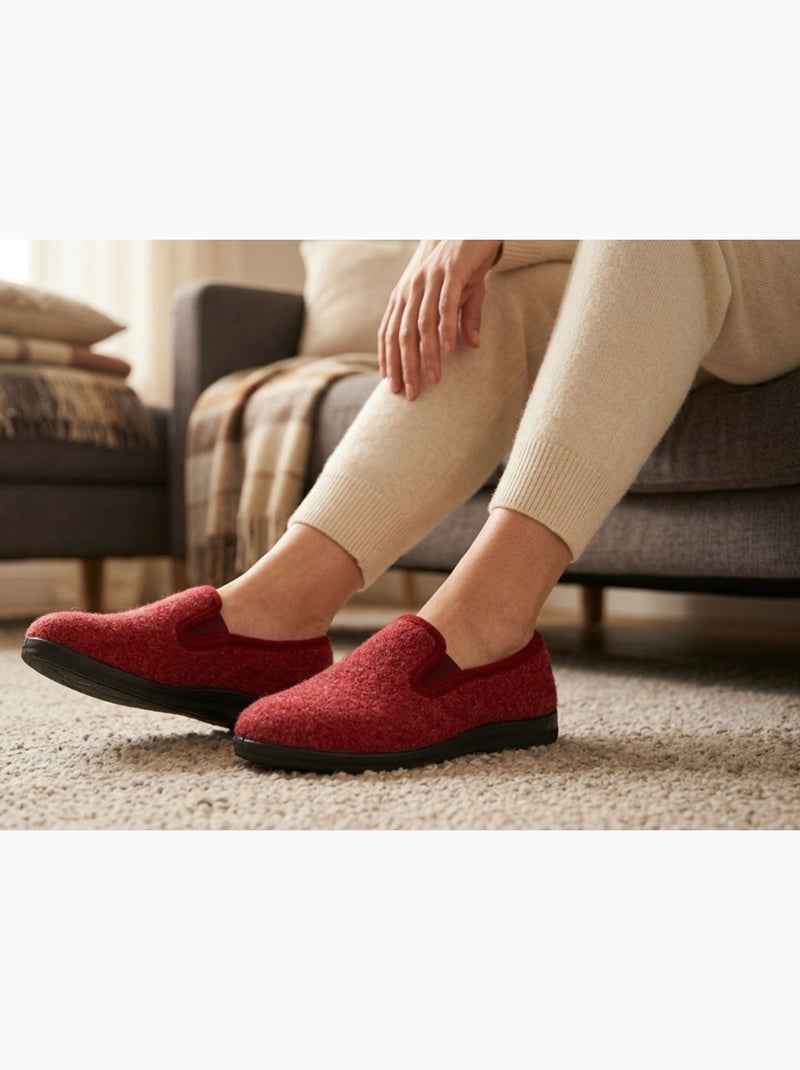 OZABI Dames Pantoffels Charentaises Warm Gevoerd Antislip Zool Rood - Kiabi
