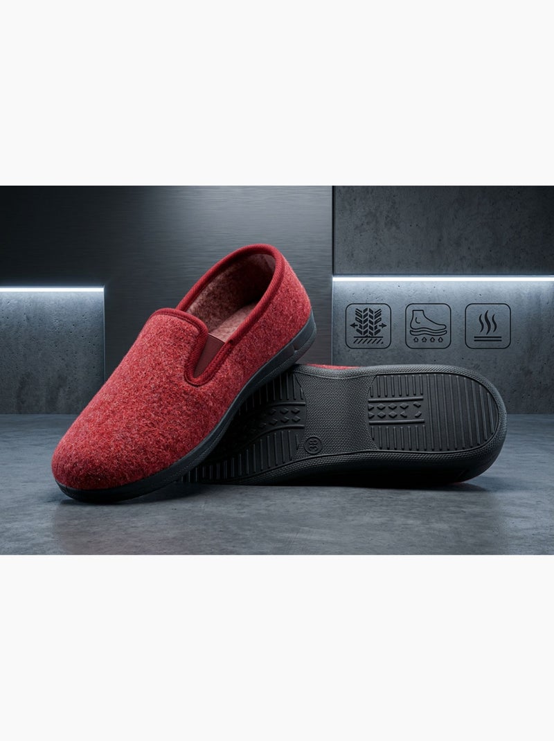 OZABI Dames Pantoffels Charentaises Warm Gevoerd Antislip Zool Rood - Kiabi