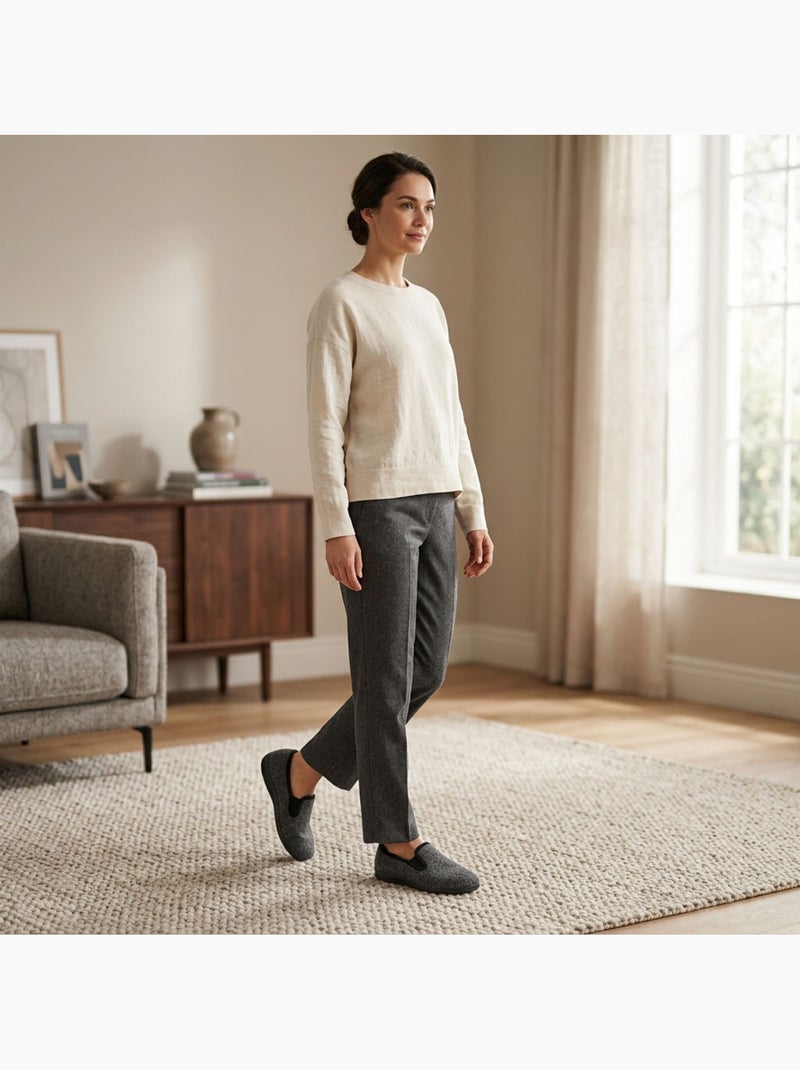 OZABI Dames Pantoffels Charentaises Warm Gevoerd Antislip Zool Zwart - Kiabi