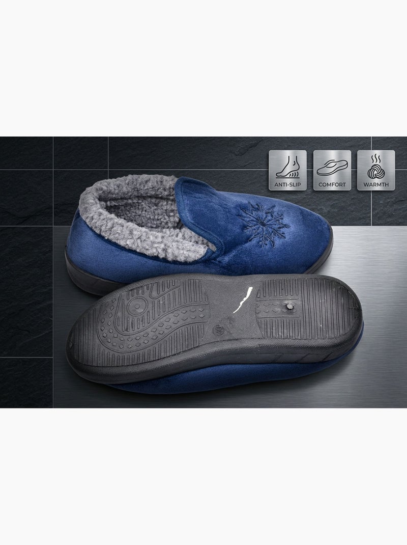 OZABI Dames Pantoffels Fluweel Charentaises Warm Antislip Blauw - Kiabi