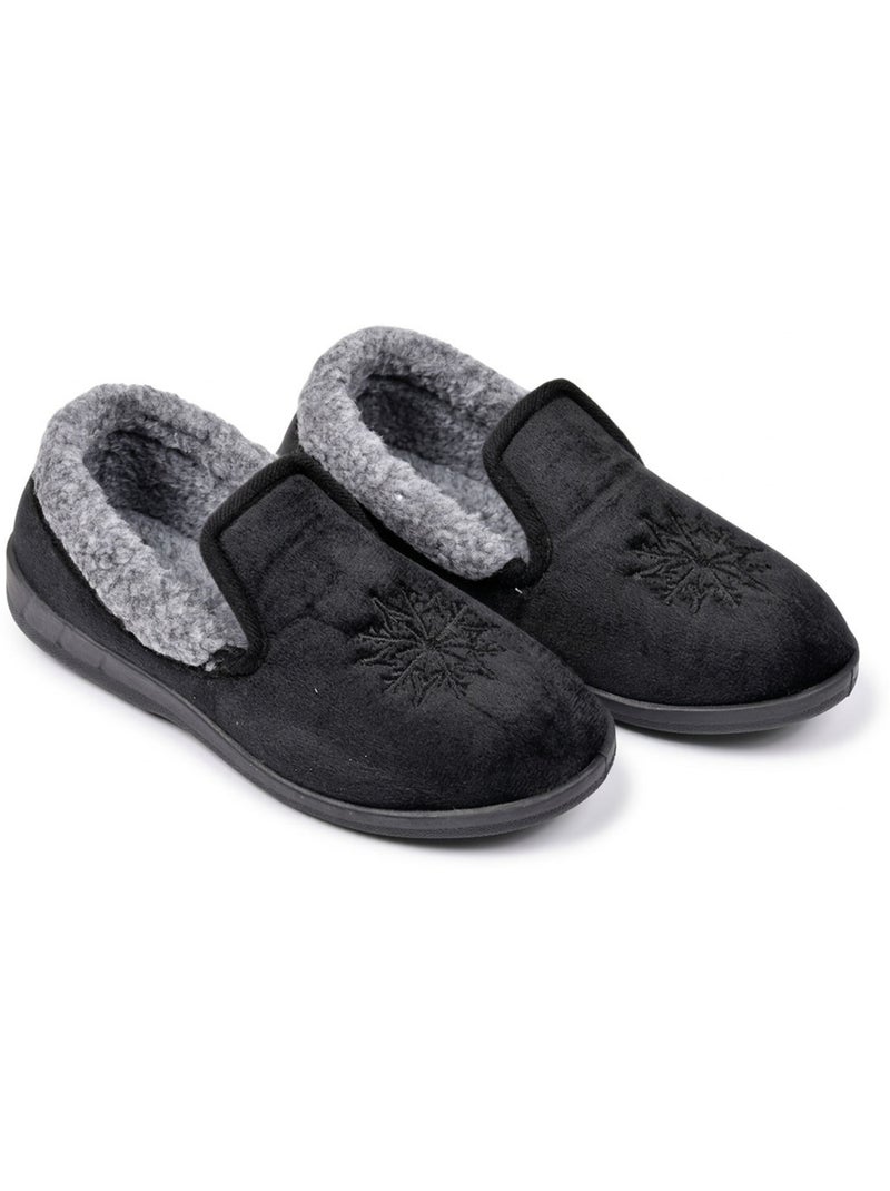 OZABI Dames Pantoffels Fluweel Charentaises Warm Antislip Zwart - Kiabi