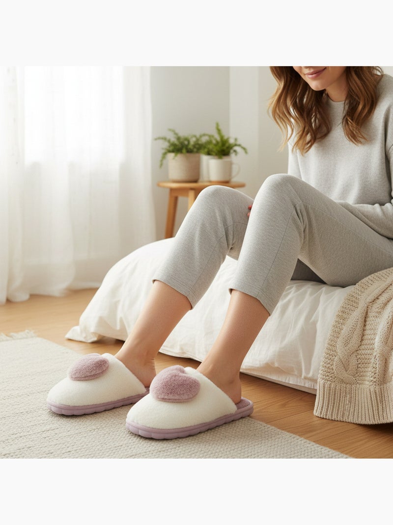 Ozabi dames pantoffels open, synthetische bont, 3d harteffect Lichtlila - Kiabi
