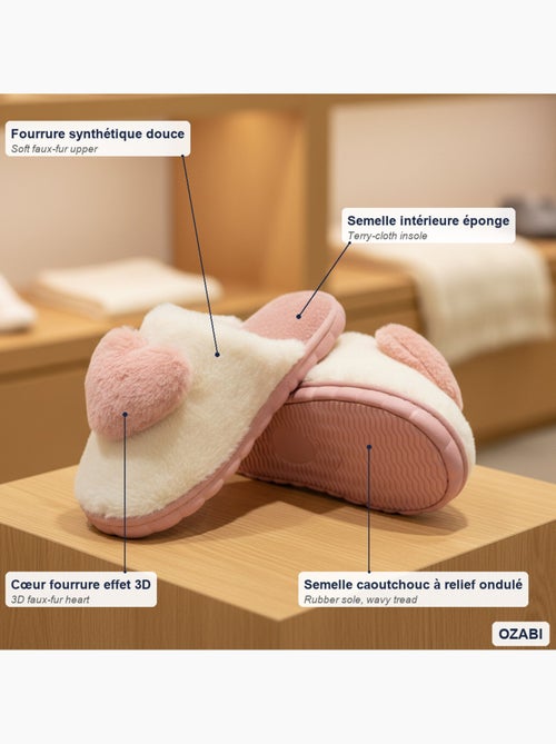 Ozabi dames pantoffels open, synthetische bont, 3d harteffect - Kiabi Ozabi dames pantoffels open, synthetische bont, 3d harteffect - Kiabi