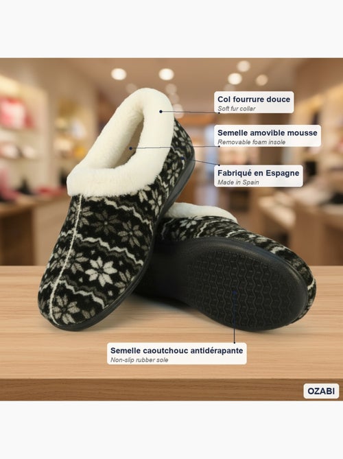 Ozabi dames pantoffels spaanse maak, bontenkraag, afneembare zool - Kiabi Ozabi dames pantoffels spaanse maak, bontenkraag, afneembare zool - Kiabi