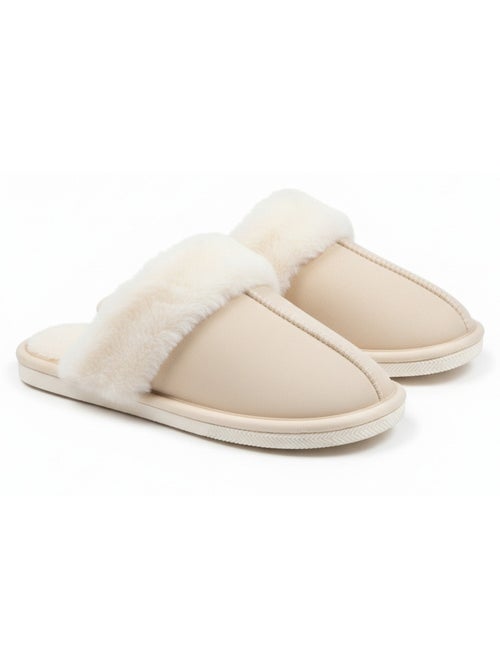 Ozabi dames pantoffels suède, kunstbont kraag - Kiabi Ozabi dames pantoffels suède, kunstbont kraag - Kiabi