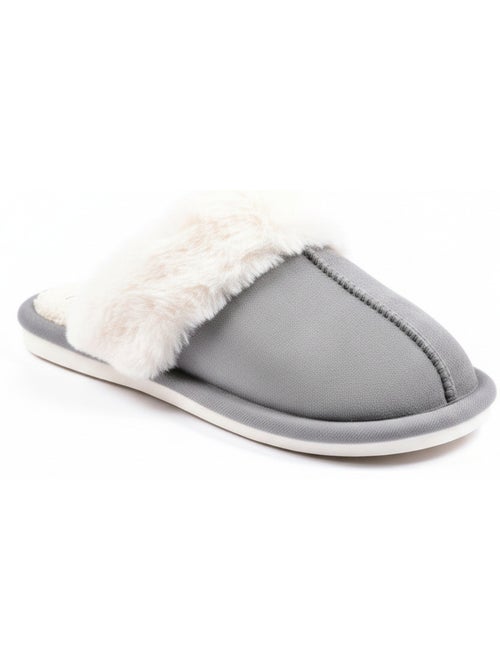 Ozabi dames pantoffels suède, kunstbont kraag - Kiabi Ozabi dames pantoffels suède, kunstbont kraag - Kiabi