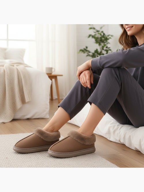 Ozabi dames pantoffels, suèdinelook met bontk - Kiabi Ozabi dames pantoffels, suèdinelook met bontk - Kiabi