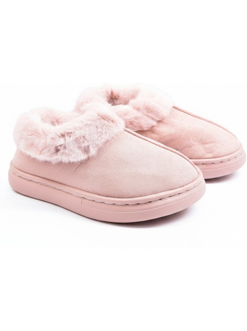 Ozabi dames pantoffels, suèdinelook met bontk Roze - Kiabi
