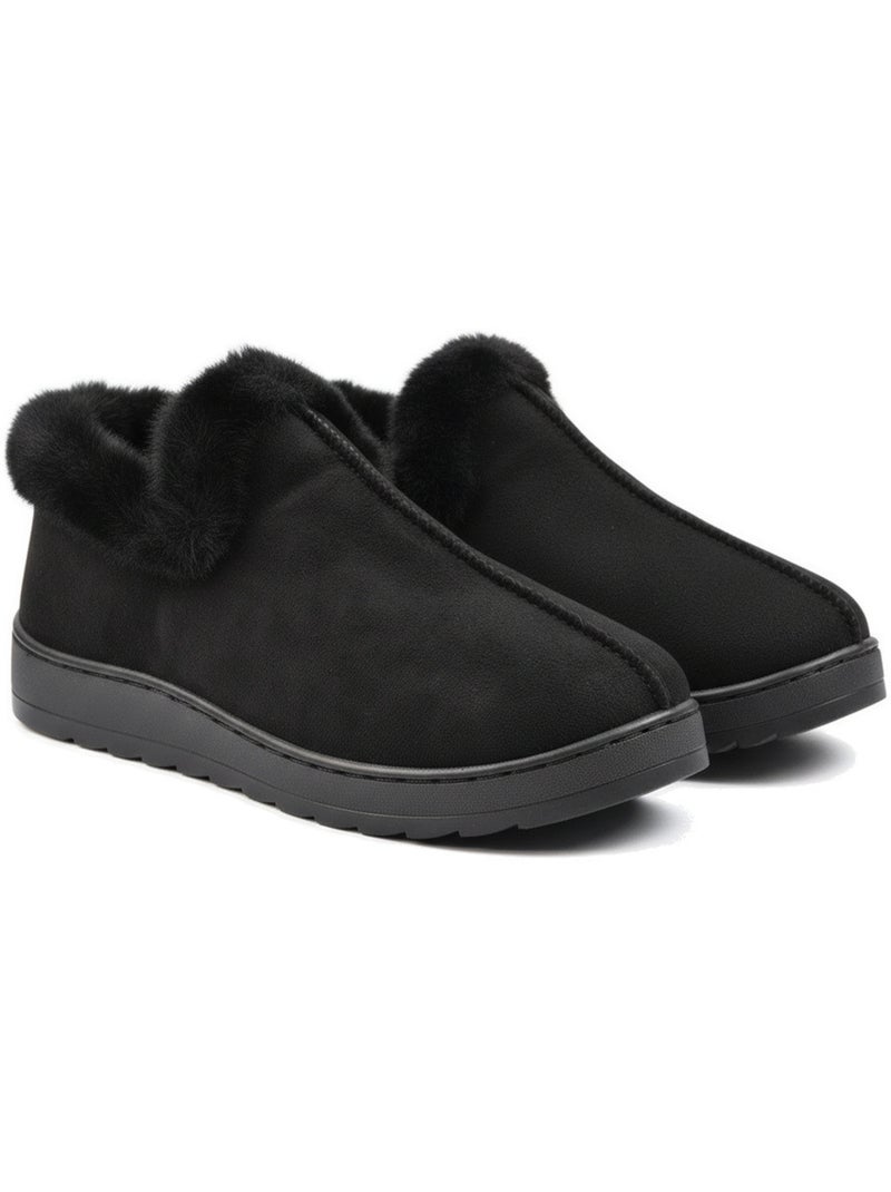 Ozabi dames pantoffels winter scandinavisch, enkel, gegroefd zool Zwart - Kiabi