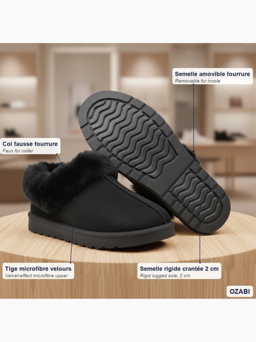 Ozabi dames pantoffels winter scandinavisch, gegroefd zool binnen buiten - Kiabi Ozabi dames pantoffels winter scandinavisch, gegroefd zool binnen buiten - Kiabi