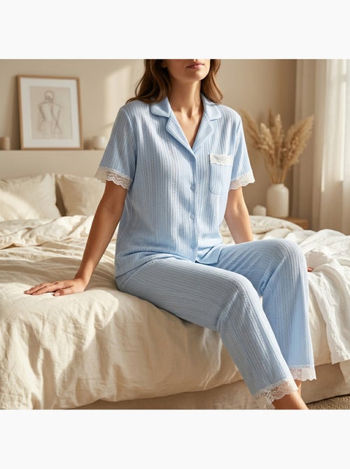 OZABI Dames Pyjama Lang Knoop Kant Ultra Licht - Kiabi OZABI Dames Pyjama Lang Knoop Kant Ultra Licht - Kiabi