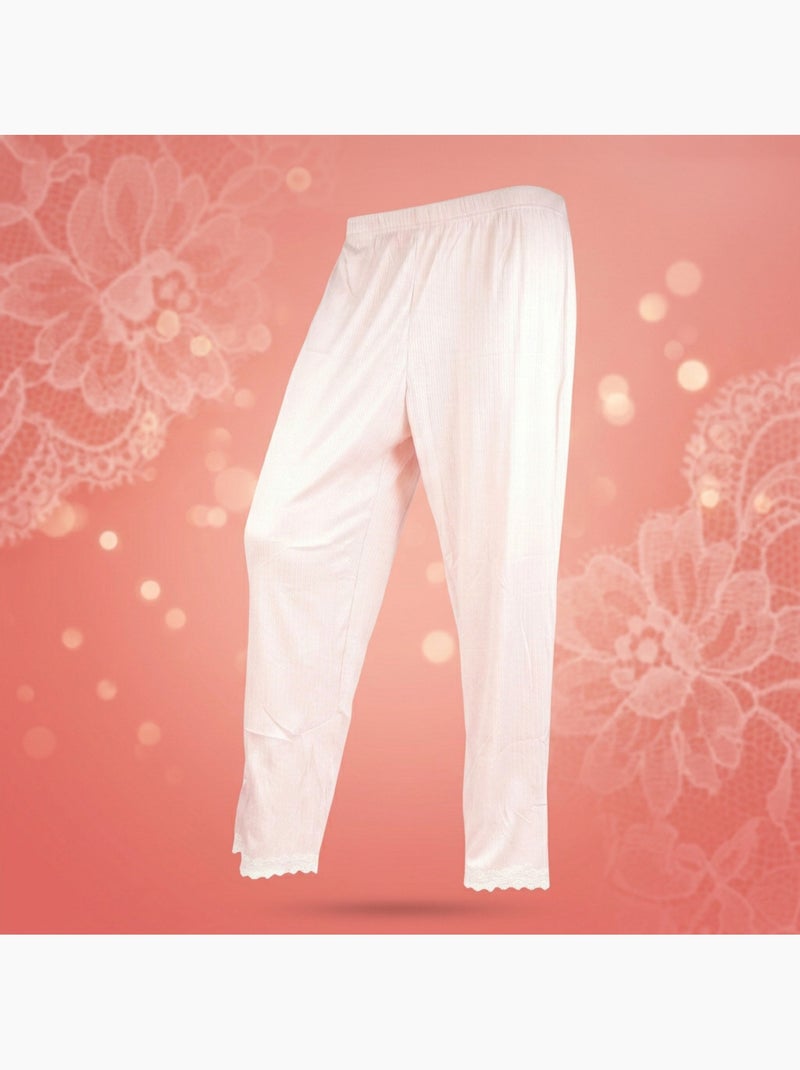 OZABI Dames Pyjama Lang Knoop Kant Ultra Licht Roze - Kiabi