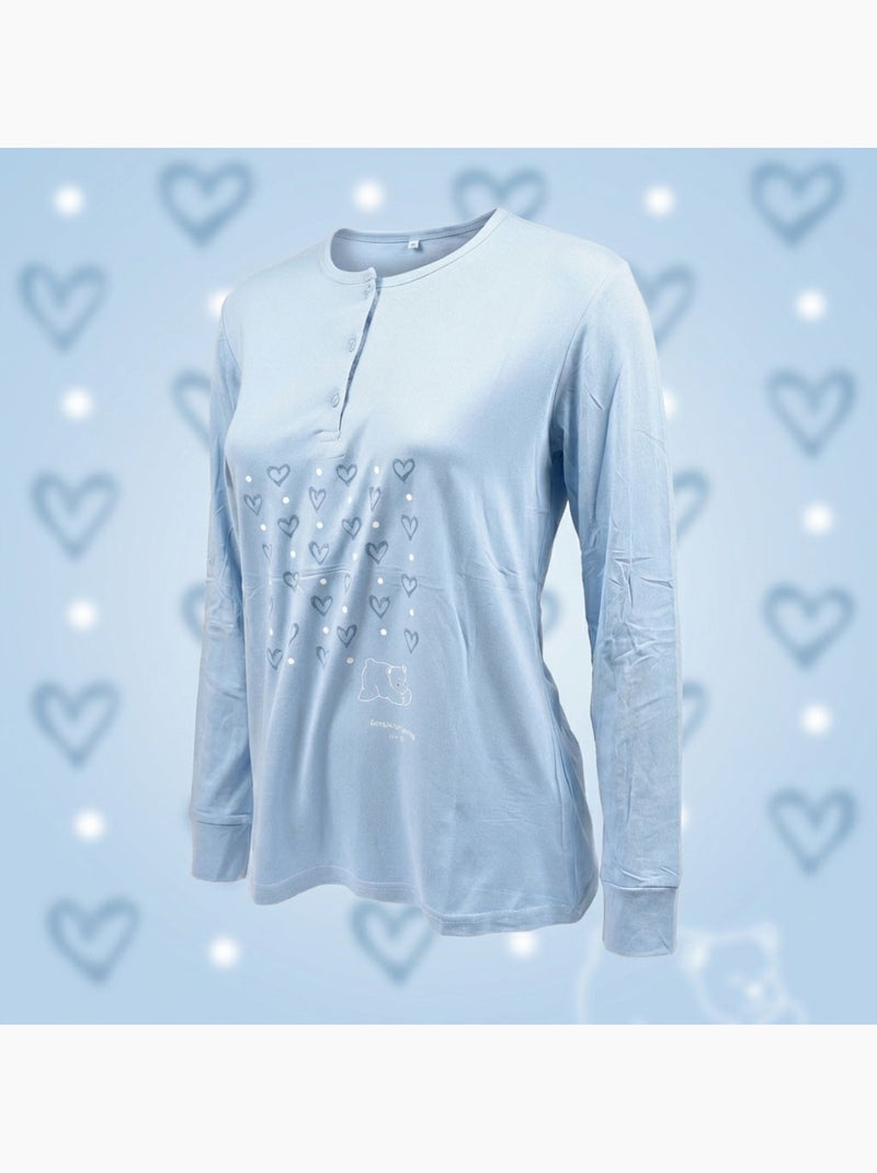 OZABI Dames Pyjama Set Lange Mouwen Blauw - Kiabi