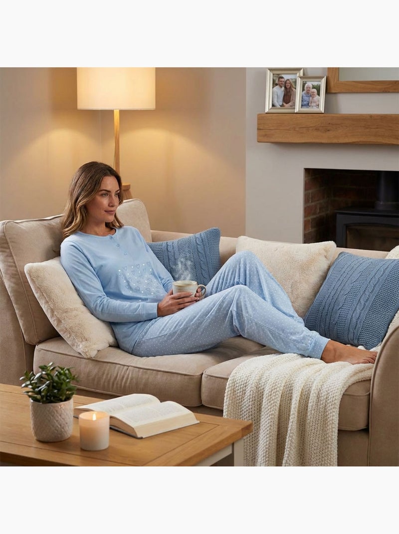 OZABI Dames Pyjama Set Lange Mouwen Blauw - Kiabi