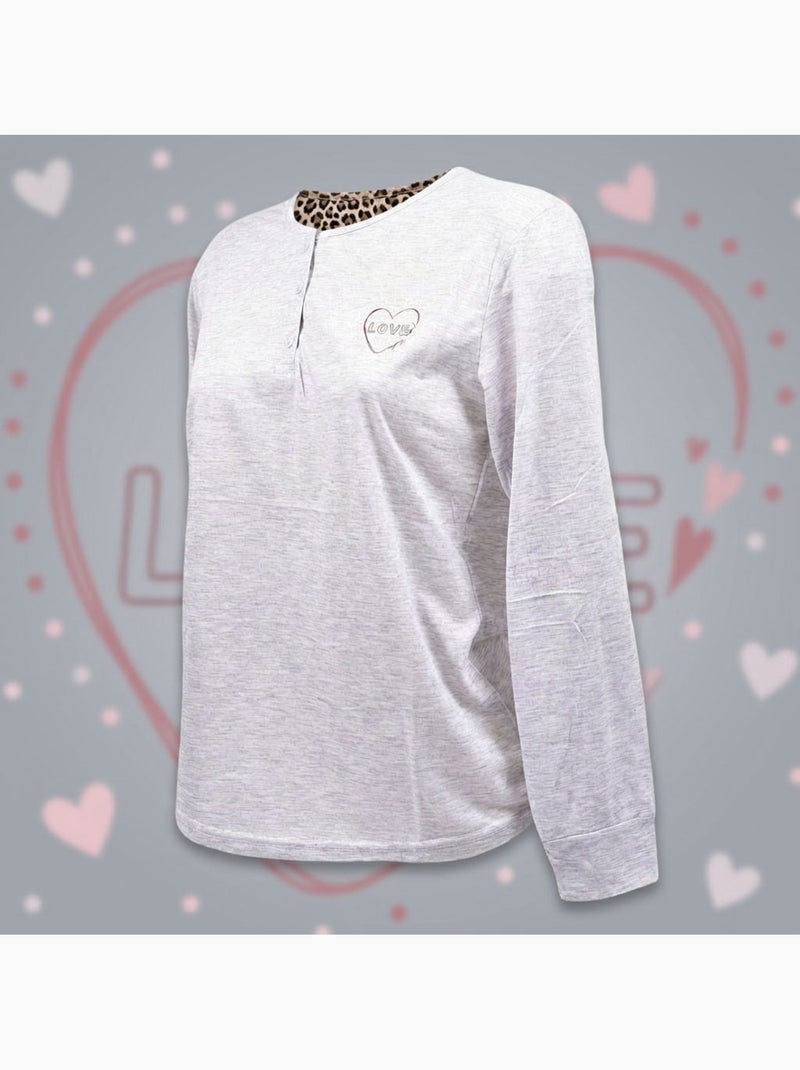 OZABI Dames Pyjama Set Lange Mouwen Grijs - Kiabi