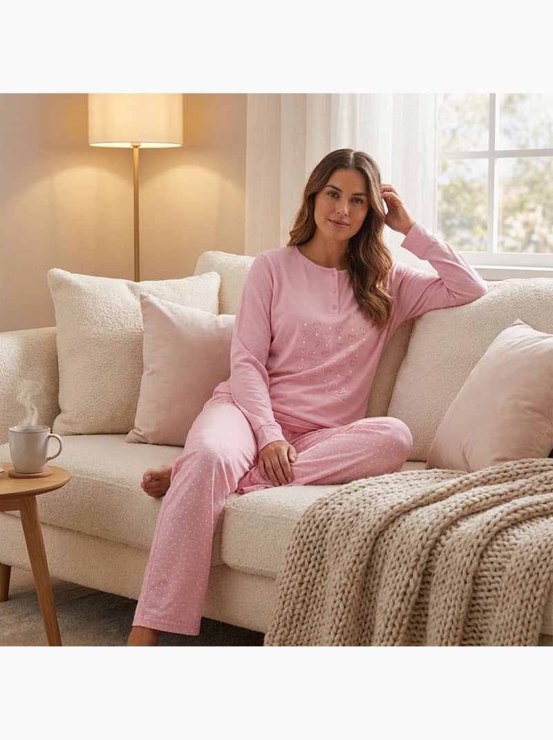 OZABI Dames Pyjama Set Lange Mouwen Roze - Kiabi