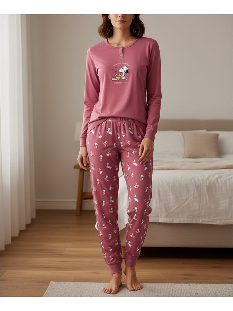 Ozabi dames pyjama set licht broderie fantasie Roze - Kiabi