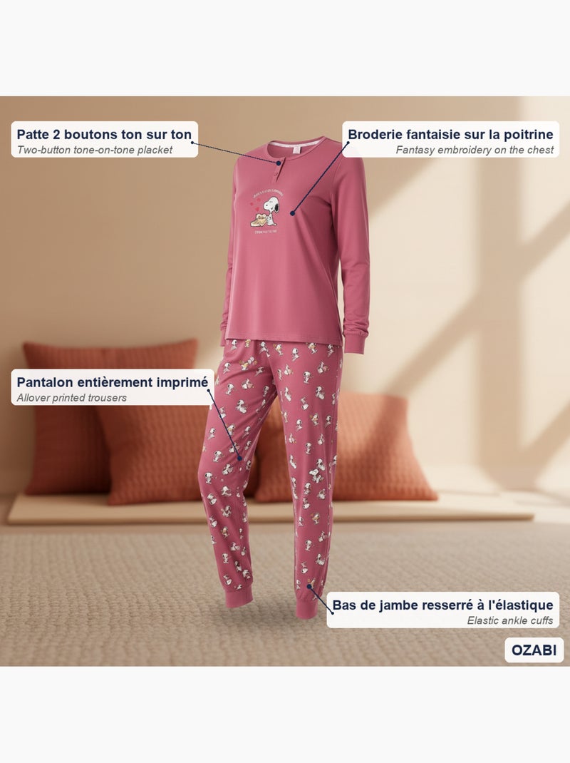 Ozabi dames pyjama set licht broderie fantasie Roze - Kiabi