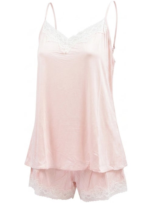 OZABI Dames Pyjama Viscose Hemdje V-hals Kant Zacht Aanvoelen - Kiabi OZABI Dames Pyjama Viscose Hemdje V-hals Kant Zacht Aanvoelen - Kiabi